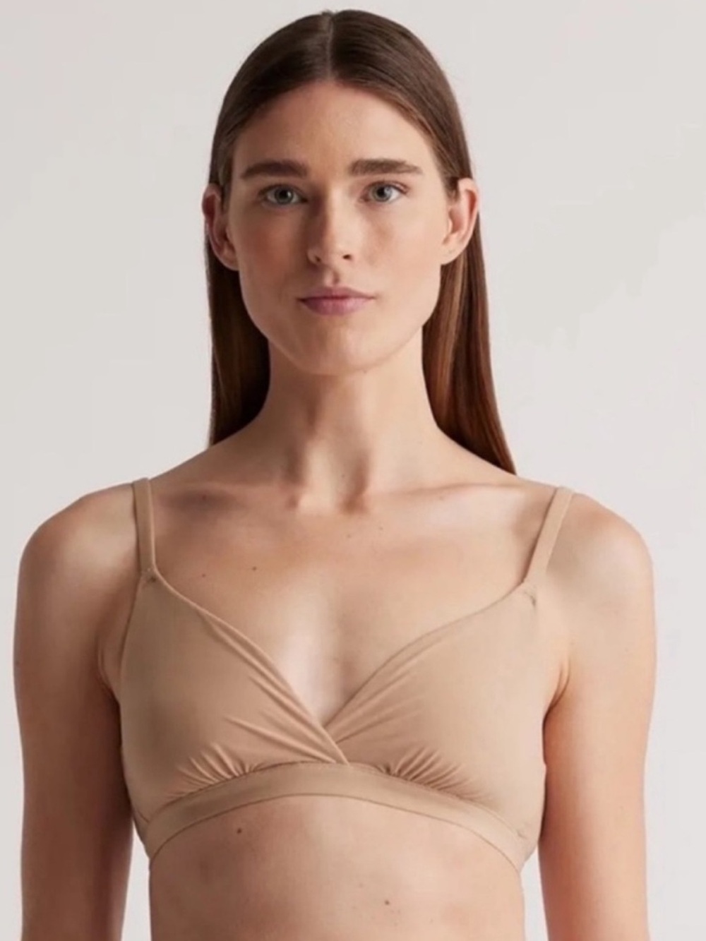 NWOT QUINCE 2 Pack Second Skin Crossover Bralettes Large Sand 1040